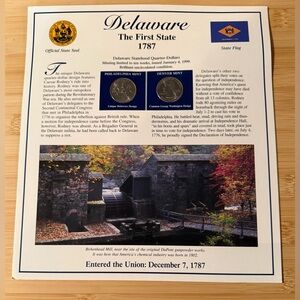 1999 P/D Delaware State Quarter & Stamp Uncirculated Collection